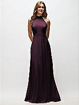 Alt View 5 Thumbnail - Deep Plum High Neck Halter Backless Maxi Dress