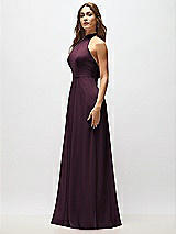 Alt View 6 Thumbnail - Deep Plum High Neck Halter Backless Maxi Dress