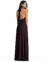 Rear View Thumbnail - Deep Plum High Neck Halter Backless Maxi Dress