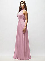 Alt View 6 Thumbnail - Dusty Pink High Neck Halter Backless Maxi Dress