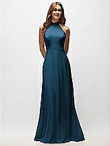 Alt View 5 Thumbnail - Atlantic Blue High Neck Halter Backless Maxi Dress