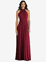 Alt View 2 Thumbnail - Burgundy High Neck Halter Backless Maxi Dress