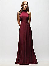 Alt View 5 Thumbnail - Cabernet High Neck Halter Backless Maxi Dress