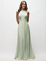 Alt View 5 Thumbnail - Celadon High Neck Halter Backless Maxi Dress