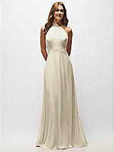 Alt View 5 Thumbnail - Champagne High Neck Halter Backless Maxi Dress
