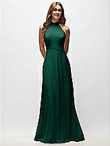 Alt View 5 Thumbnail - Hunter Green High Neck Halter Backless Maxi Dress