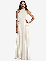 Alt View 1 Thumbnail - Ivory High Neck Halter Backless Maxi Dress