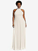 Front View Thumbnail - Ivory High Neck Halter Backless Maxi Dress
