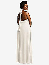 Rear View Thumbnail - Ivory High Neck Halter Backless Maxi Dress