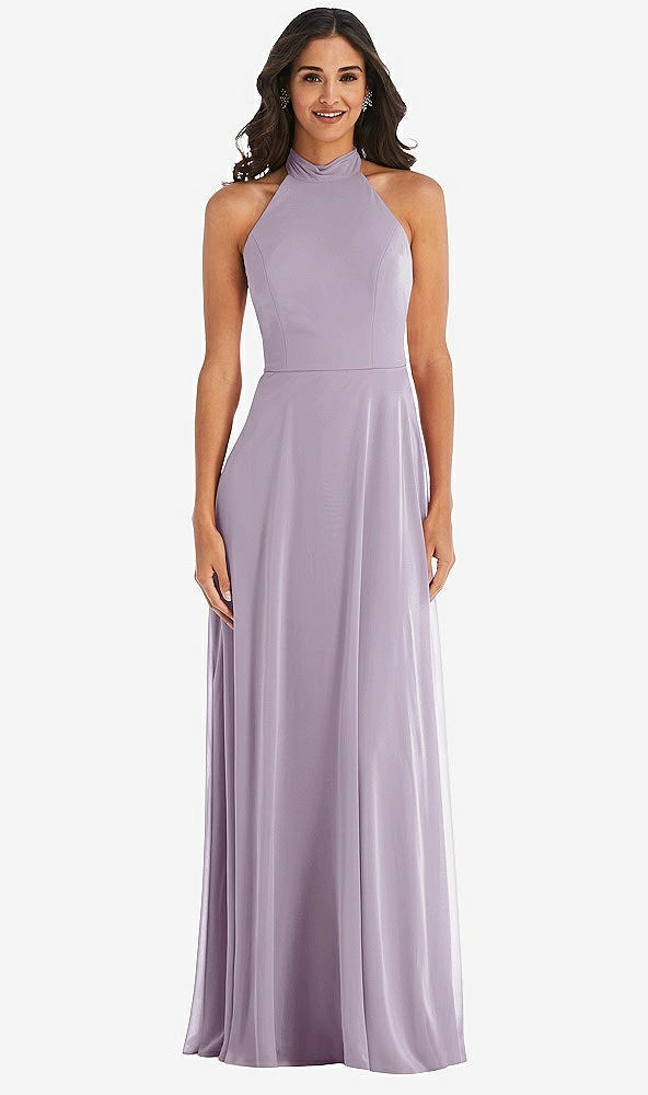 Front View - Lilac Haze High Neck Halter Backless Maxi Dress
