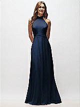 Alt View 5 Thumbnail - Midnight Navy High Neck Halter Backless Maxi Dress