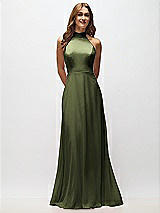 Alt View 5 Thumbnail - Olive Green High Neck Halter Backless Maxi Dress