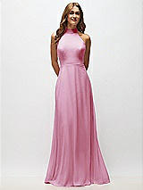 Alt View 5 Thumbnail - Powder Pink High Neck Halter Backless Maxi Dress