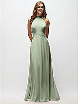 Alt View 5 Thumbnail - Sage High Neck Halter Backless Maxi Dress