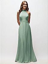 Alt View 5 Thumbnail - Seagrass High Neck Halter Backless Maxi Dress