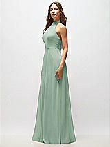 Alt View 6 Thumbnail - Seagrass High Neck Halter Backless Maxi Dress