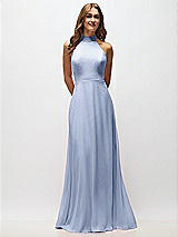 Alt View 5 Thumbnail - Sky Blue High Neck Halter Backless Maxi Dress