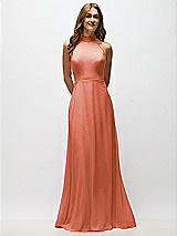Alt View 5 Thumbnail - Terracotta Copper High Neck Halter Backless Maxi Dress