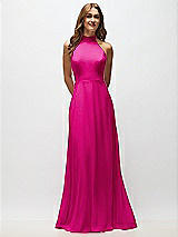 Alt View 5 Thumbnail - Think Pink High Neck Halter Backless Maxi Dress