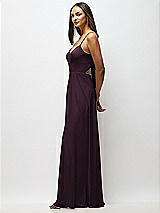 Alt View 2 Thumbnail - Deep Plum Tie-Back Cutout Maxi Dress with Front Slit