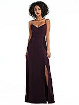 Front View Thumbnail - Deep Plum Tie-Back Cutout Maxi Dress with Front Slit