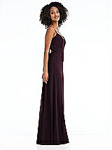 Side View Thumbnail - Deep Plum Tie-Back Cutout Maxi Dress with Front Slit