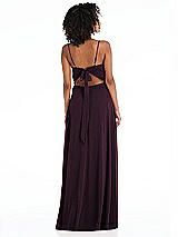 Rear View Thumbnail - Deep Plum Tie-Back Cutout Maxi Dress with Front Slit