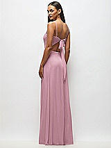 Alt View 3 Thumbnail - Dusty Pink Tie-Back Cutout Maxi Dress with Front Slit