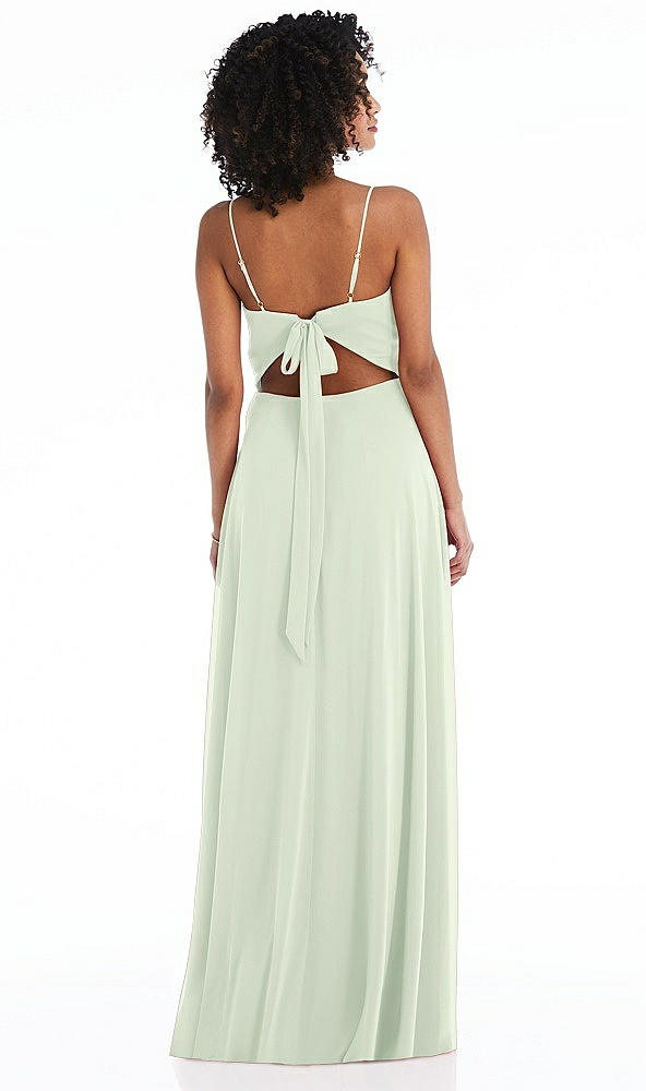 Back View - Mint Green Tie-Back Cutout Maxi Dress with Front Slit
