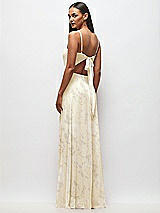 Rear View Thumbnail - Butter Yellow Floral Tie-Back Cutout Maxi Dress with Front Slit