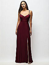 Alt View 1 Thumbnail - Burgundy Tie-Back Cutout Maxi Dress with Front Slit
