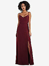 Front View Thumbnail - Cabernet Tie-Back Cutout Maxi Dress with Front Slit
