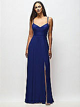Alt View 1 Thumbnail - Cobalt Blue Tie-Back Cutout Maxi Dress with Front Slit
