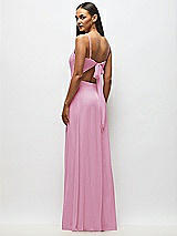 Alt View 3 Thumbnail - Powder Pink Tie-Back Cutout Maxi Dress with Front Slit