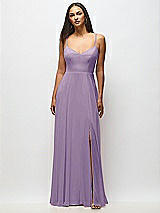 Alt View 1 Thumbnail - Pale Purple Tie-Back Cutout Maxi Dress with Front Slit