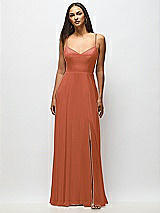 Alt View 1 Thumbnail - Terracotta Copper Tie-Back Cutout Maxi Dress with Front Slit