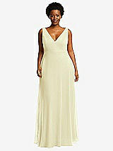 Front View Thumbnail - Butter Yellow Deep V-Neck Chiffon Maxi Dress