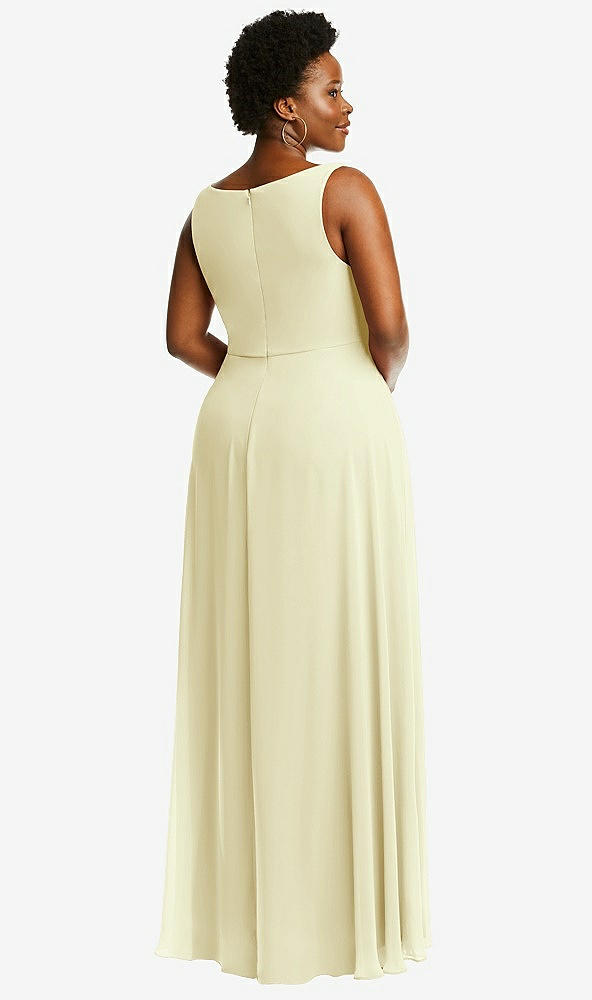 Back View - Butter Yellow Deep V-Neck Chiffon Maxi Dress