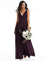 Alt View 1 Thumbnail - Deep Plum Deep V-Neck Chiffon Maxi Dress