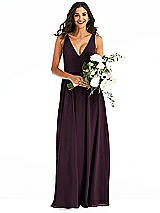 Alt View 2 Thumbnail - Deep Plum Deep V-Neck Chiffon Maxi Dress