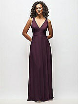 Alt View 6 Thumbnail - Deep Plum Deep V-Neck Chiffon Maxi Dress