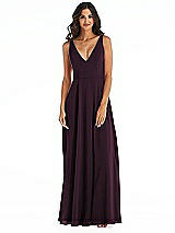 Front View Thumbnail - Deep Plum Deep V-Neck Chiffon Maxi Dress