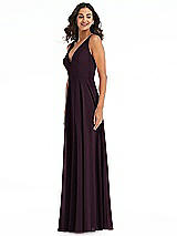 Side View Thumbnail - Deep Plum Deep V-Neck Chiffon Maxi Dress