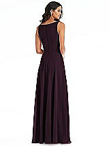 Rear View Thumbnail - Deep Plum Deep V-Neck Chiffon Maxi Dress