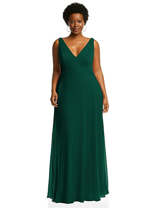 Deep V-Neck Chiffon Maxi Dress