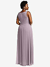 Rear View Thumbnail - Lilac Dusk Deep V-Neck Chiffon Maxi Dress