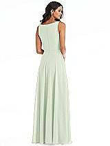 Rear View Thumbnail - Mint Green Deep V-Neck Chiffon Maxi Dress