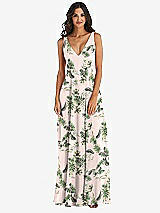 Alt View 3 Thumbnail - Palm Beach Print Deep V-Neck Chiffon Maxi Dress