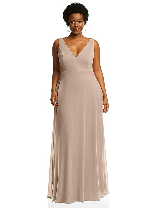 Deep V-Neck Chiffon Maxi Dress