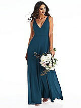 Alt View 1 Thumbnail - Atlantic Blue Deep V-Neck Chiffon Maxi Dress
